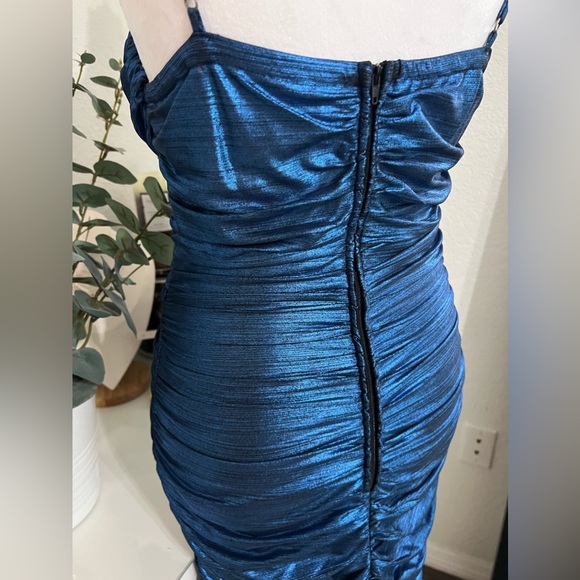 Metallic Blue Bodycon Mini Dress - S - Picture 8 of 13